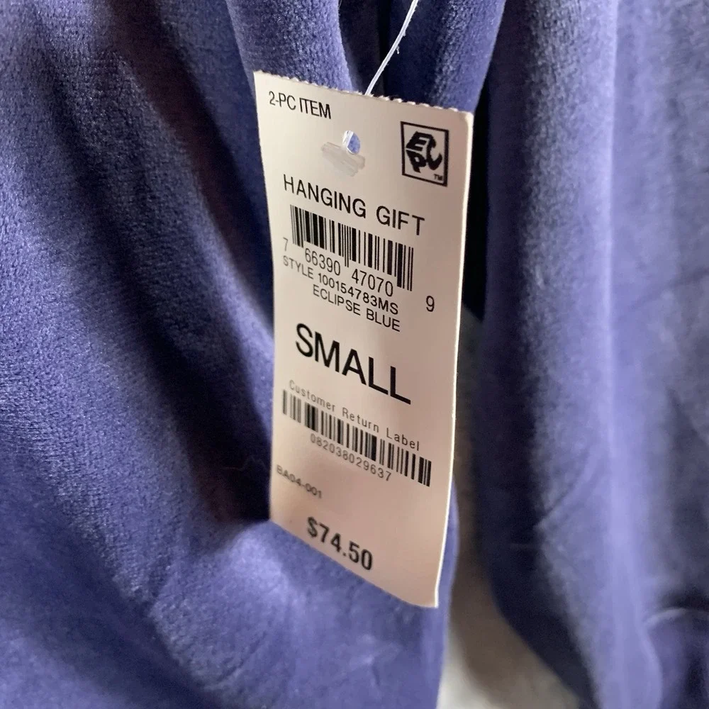 Alfani Intimates Women's Hoodie S Velour Eclipse Blue Soft Stretch‎ Lounge NWT